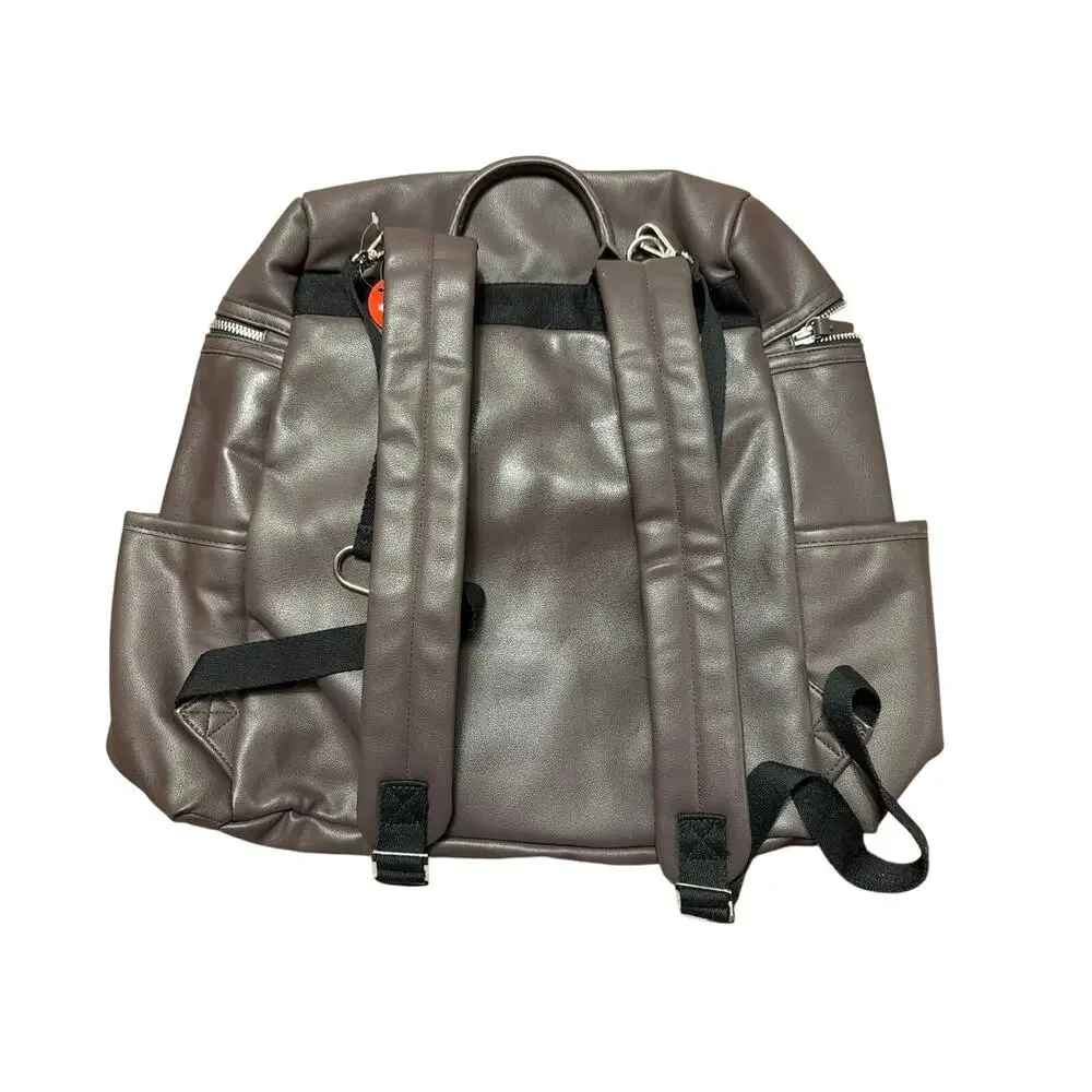 SkipHop Skip Hop Flat Iron Vegan Leather Diaper Backpack Bag in Raisin NEW